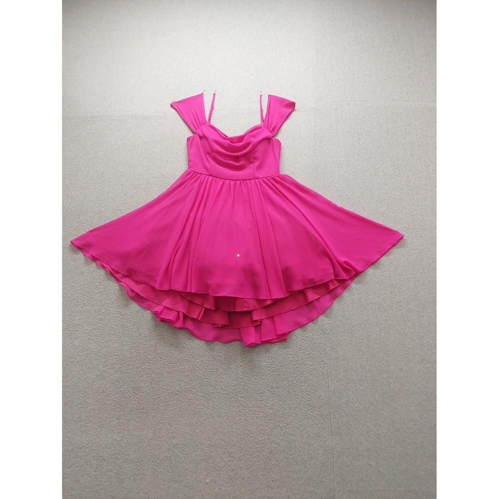 City Studio Women Mini Dresses 5/6 Pink Fit & Flare High & Low Hem Ruffled Party